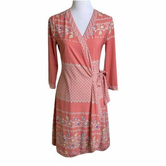 Bcbgmaxazria Floral 3/4 Sleeve Surplice Wrap Dress - Picture 1 of 12